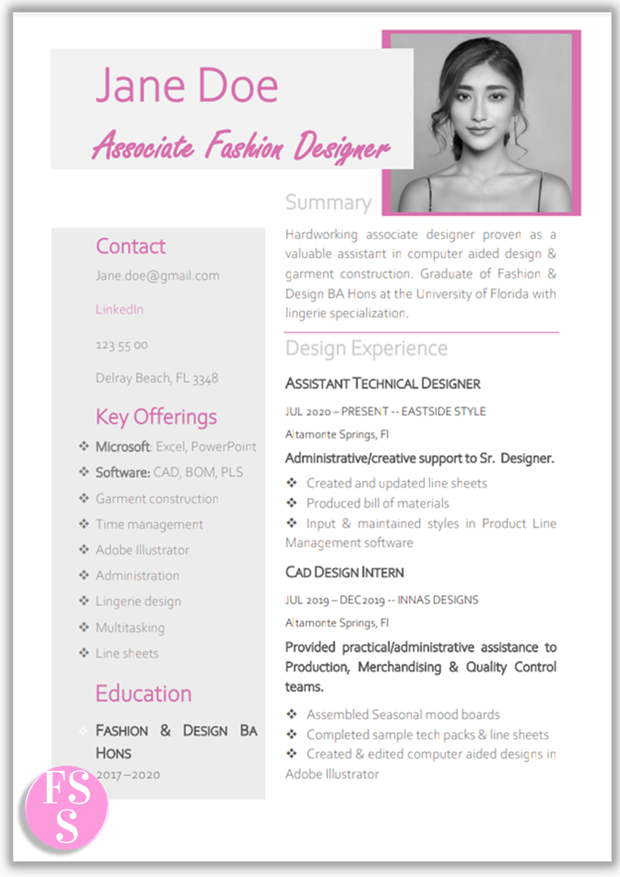 Fashion Resume Sample Catalogue