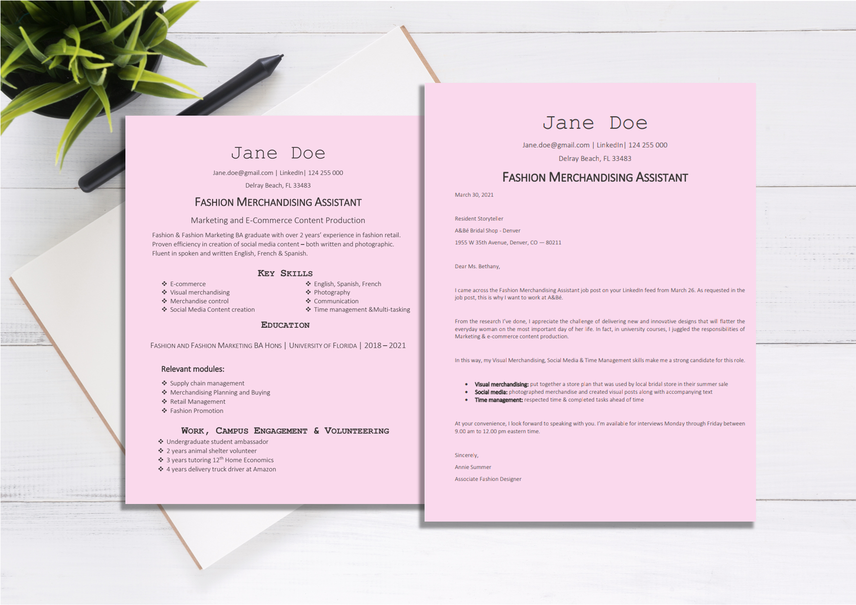 Fashion Merchandising Cover Letter Template