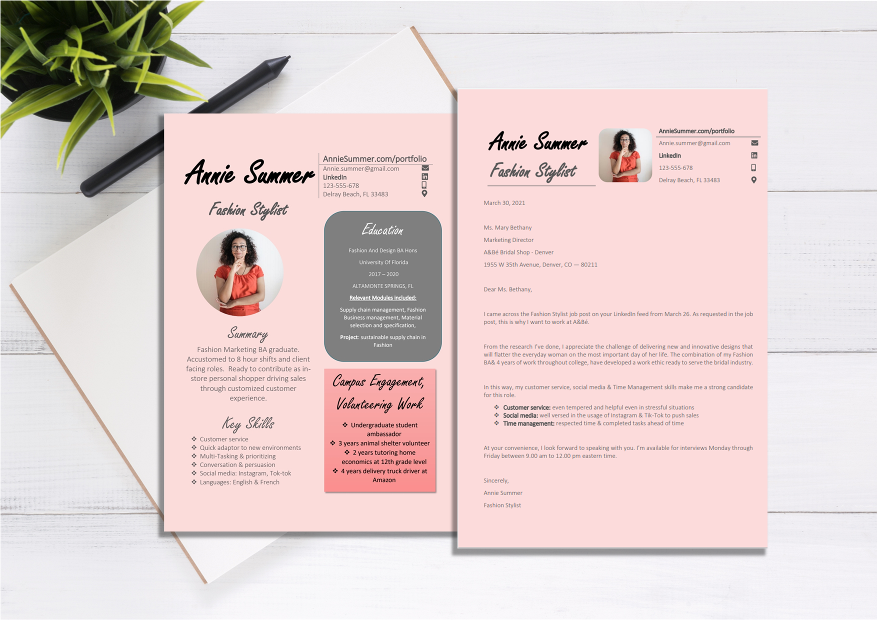 Fashion Stylist Cover Letter Template