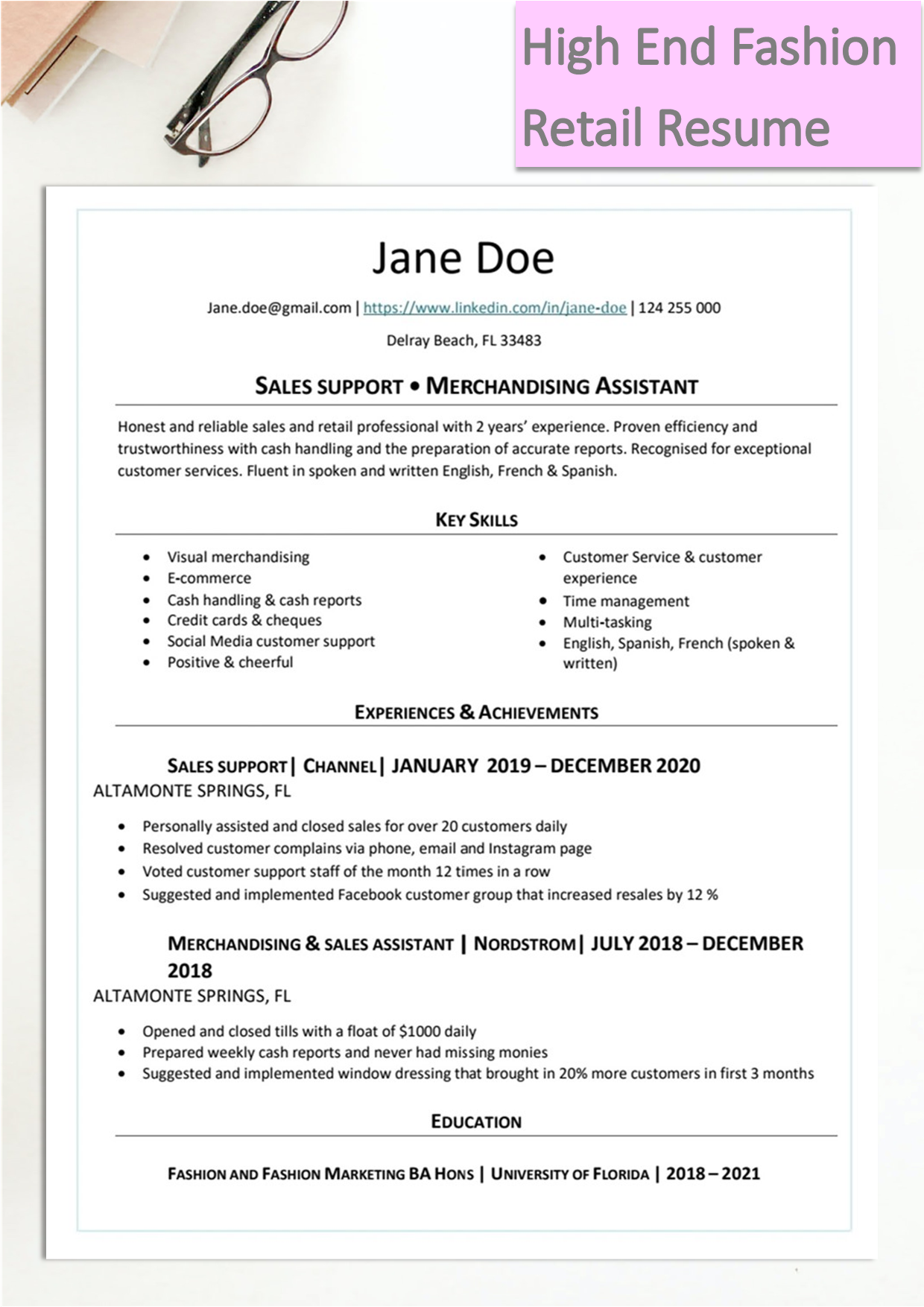resume examples for retail