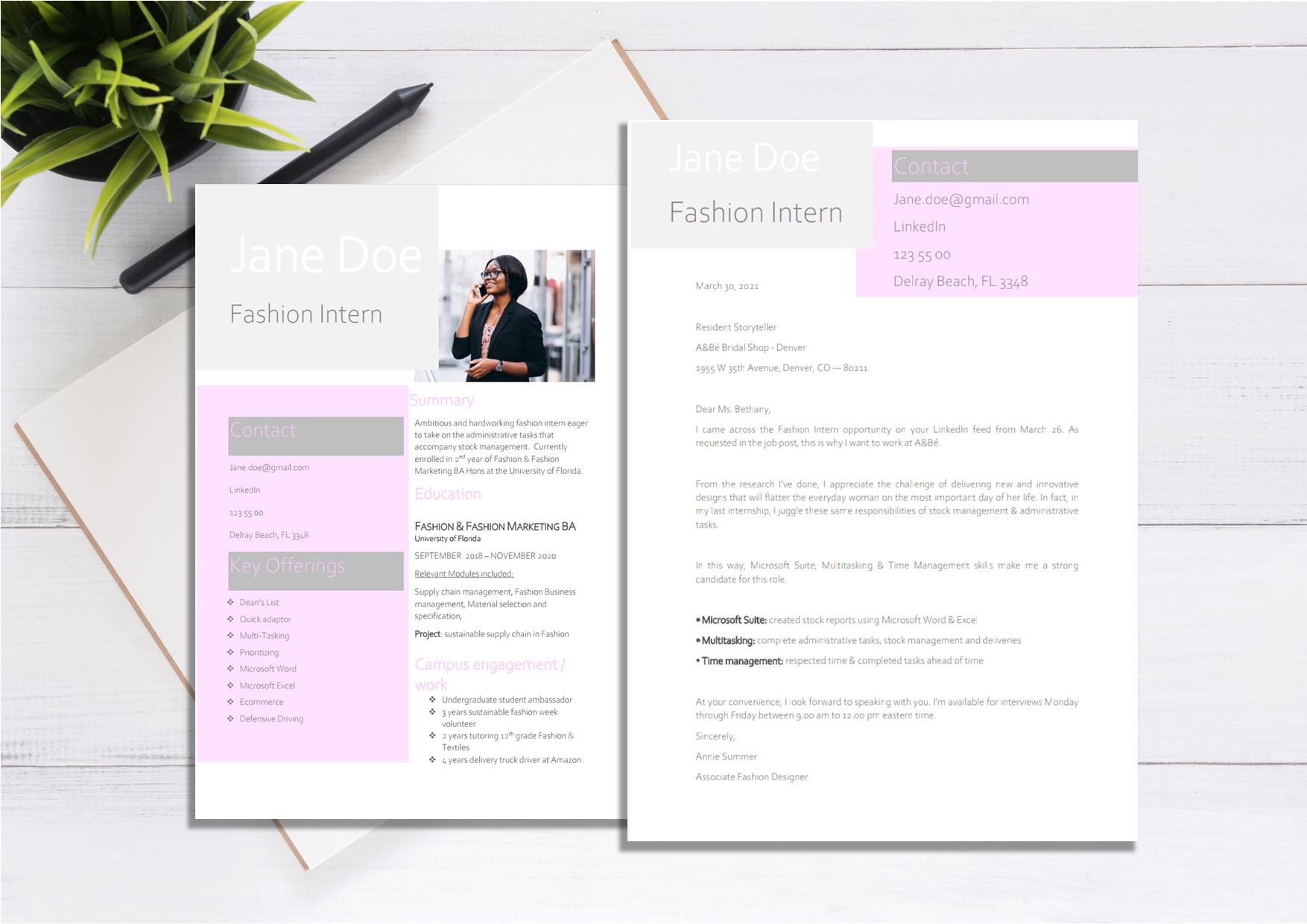 Fashion Internship Cover Letter Template